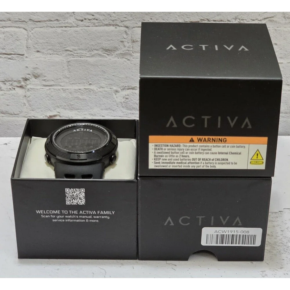 Activa X Invicta Men's Digital Watch-50mm All Black ACW1915-008 Brand New